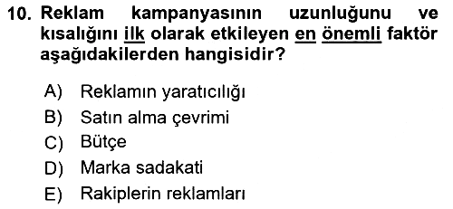 Medya Planlama 2025-2026 Ara Sınav - 10. soru