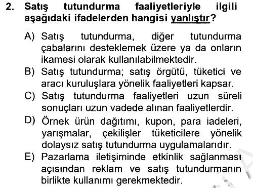 Pazarlama İletişimi 2012-2013 Ara Sınav - 2. soru