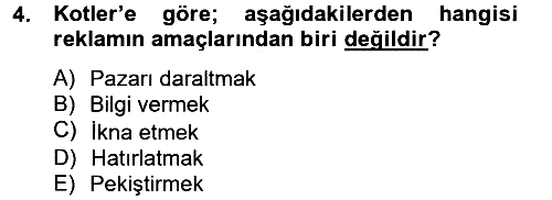 Pazarlama İletişimi 2012-2013 Dönem Sonu Sınavı - 4. soru