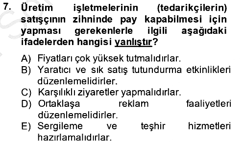 Pazarlama İletişimi 2013-2014 Dönem Sonu Sınavı - 7. soru