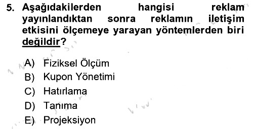Pazarlama İletişimi 2021-2022 Dönem Sonu Sınavı - 5. soru