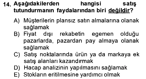 Pazarlama İletişimi 2013-2014 Tek Ders Sınavı - 14. soru