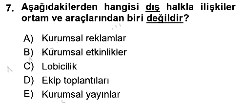Pazarlama İletişimi 2024-2025 Yaz Okulu Sınavı - 7. soru