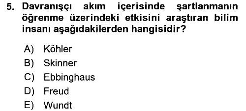 Psikoloji 2016-2017 Ara Sınav - 5. soru