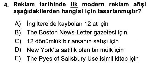 Reklam Kampanya Süreci 2024-2025 Ara Sınav - 4. soru