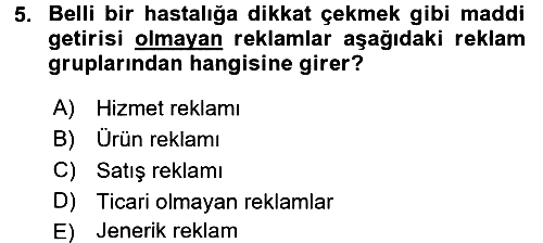Reklamcılık 2016-2017 3 Ders Sınavı - 5. soru