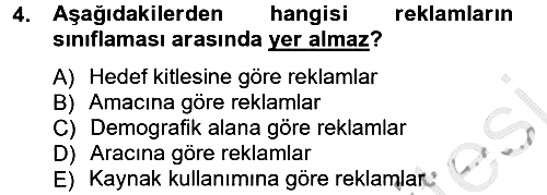 Reklamcılık 2012-2013 Ara Sınav - 4. soru