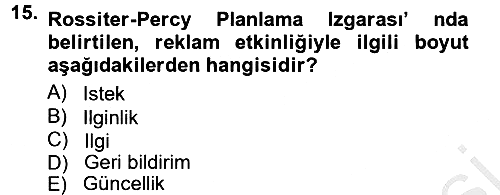 Reklamcılık 2012-2013 Ara Sınav - 15. soru