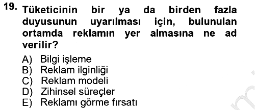 Reklamcılık 2012-2013 Ara Sınav - 19. soru