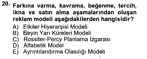 Reklamcılık 2012-2013 Ara Sınav - 20. soru