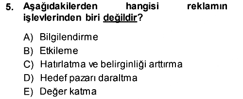 Reklamcılık 2013-2014 Ara Sınav - 5. soru