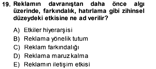 Reklamcılık 2013-2014 Ara Sınav - 19. soru