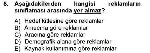 Reklamcılık 2014-2015 Ara Sınav - 6. soru