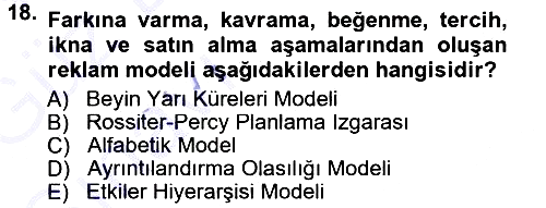 Reklamcılık 2014-2015 Ara Sınav - 18. soru