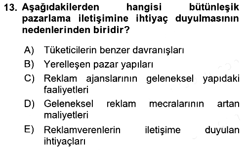 Reklamcılık 2018-2019 Ara Sınav - 13. soru