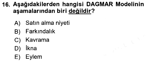 Reklamcılık 2018-2019 Ara Sınav - 16. soru