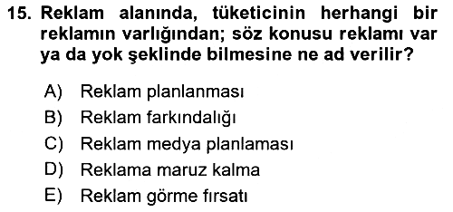 Reklamcılık 2024-2025 Ara Sınav - 15. soru