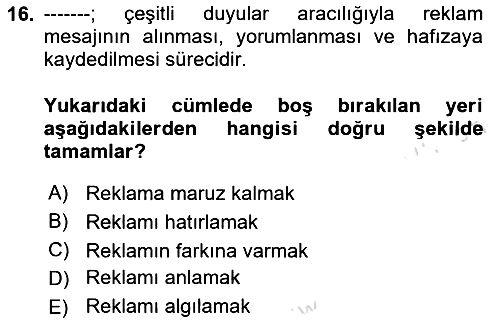 Reklamcılık 2024-2025 Ara Sınav - 16. soru