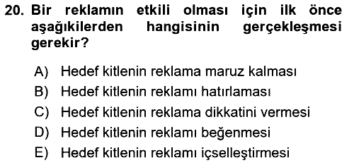 Reklamcılık 2024-2025 Ara Sınav - 20. soru