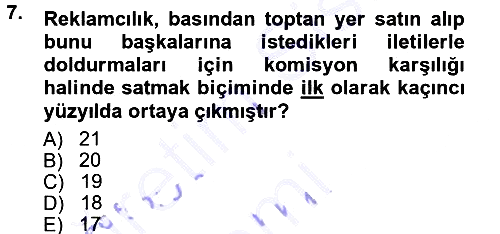 Reklamcılık 2012-2013 Dönem Sonu Sınavı - 7. soru