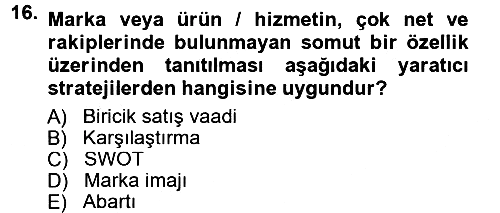 Reklamcılık 2012-2013 Dönem Sonu Sınavı - 16. soru