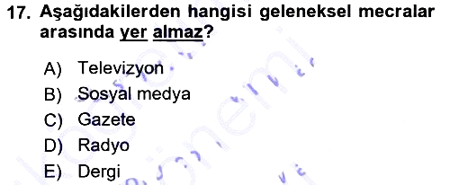 Reklamcılık 2015-2016 Dönem Sonu Sınavı - 17. soru