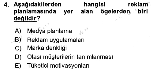 Reklamcılık 2019-2020 Dönem Sonu Sınavı - 4. soru