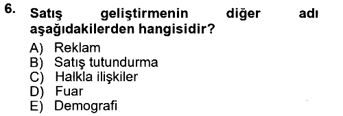 Reklamcılık 2014-2015 Tek Ders Sınavı - 6. soru