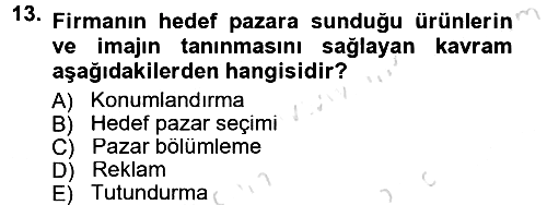 Reklamcılık 2014-2015 Tek Ders Sınavı - 13. soru