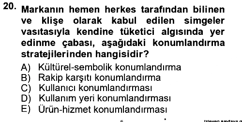 Reklamcılık 2014-2015 Tek Ders Sınavı - 20. soru