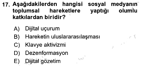 Sosyal Medya Yönetimi 2023-2024 Yaz Okulu Sınavı - 17. soru