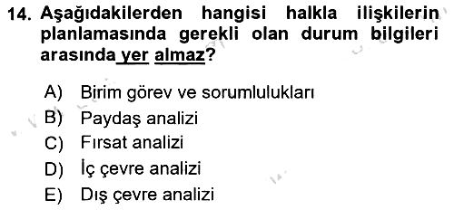 Sürdürülebilirlik ve Halkla İlişkiler 2023-2024 Ara Sınav - 14. soru