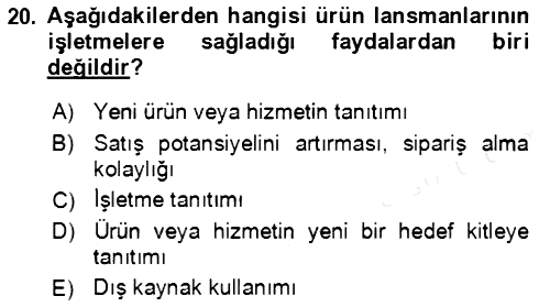 Sürdürülebilirlik ve Halkla İlişkiler 2017-2018 Dönem Sonu Sınavı - 20. soru