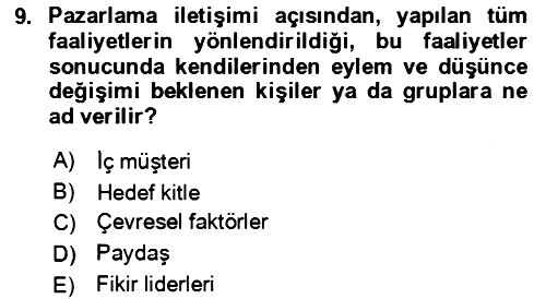 Tanıtım Ve Pazarlama 2022-2023 Ara Sınav - 9. soru