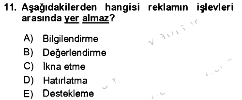Tanıtım Ve Pazarlama 2022-2023 Ara Sınav - 11. soru
