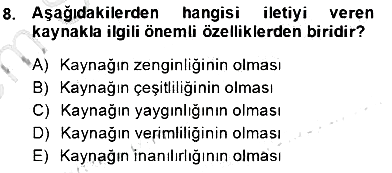 Tüketici Davranışları 2013-2014 Dönem Sonu Sınavı - 8. soru