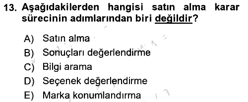 Tüketici Davranışları 2023-2024 Dönem Sonu Sınavı - 13. soru