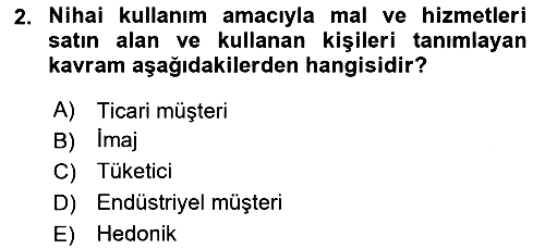 Tüketici Davranışları 2022-2023 Yaz Okulu Sınavı - 2. soru