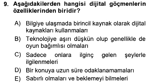 Yeni İletişim Teknolojileri 2016-2017 Ara Sınav - 9. soru