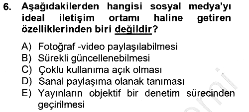Yeni İletişim Teknolojileri 2012-2013 Dönem Sonu Sınavı - 6. soru