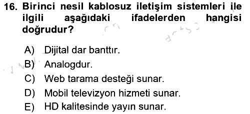 Yeni İletişim Teknolojileri 2015-2016 Dönem Sonu Sınavı - 16. soru