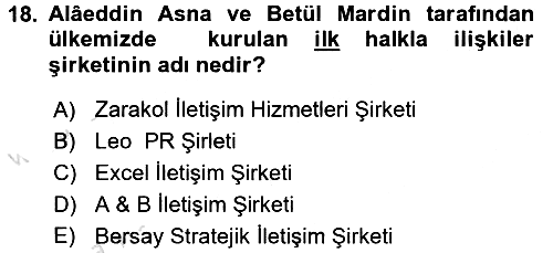 Halkla İlişkiler Yönetimi 2017-2018 Ara Sınav - 18. soru
