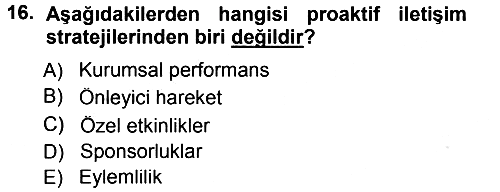 Halkla İlişkiler Yönetimi 2013-2014 Tek Ders Sınavı - 16. soru
