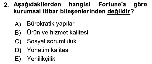 Halkla İlişkiler Yönetimi 2019-2020 Yaz Okulu Sınavı - 2. soru