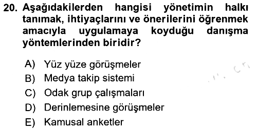 Halkla İlişkilerde Güncel Kavramlar 1 2024-2025 Ara Sınav - 20. soru