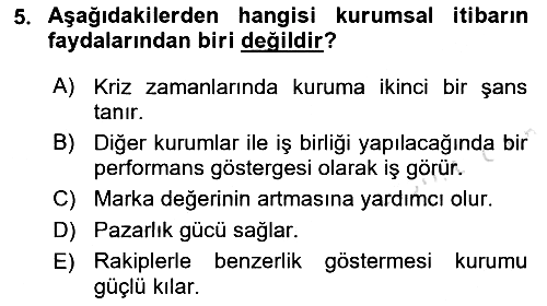 Halkla İlişkilerde Güncel Kavramlar 1 2023-2024 Dönem Sonu Sınavı - 5. soru