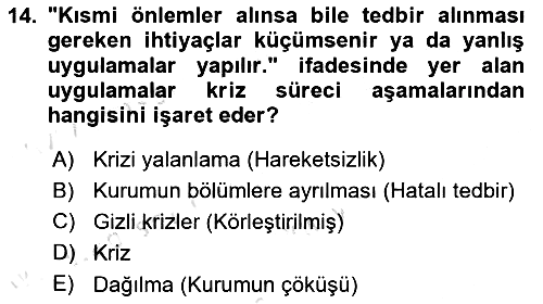 Halkla İlişkilerde Güncel Kavramlar 1 2021-2022 Yaz Okulu Sınavı - 14. soru