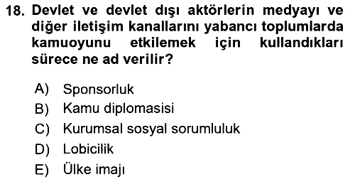 Halkla İlişkilerde Güncel Kavramlar 2 2025-2026 Dönem Sonu Sınavı - 18. soru