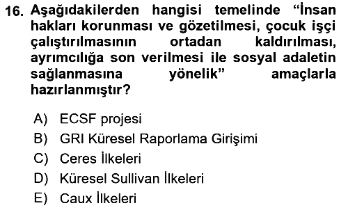 Kurumsal Sosyal Sorumluluk 2018-2019 3 Ders Sınavı - 16. soru