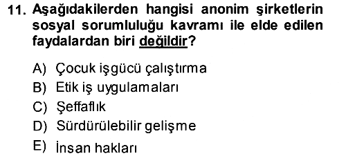 Kurumsal Sosyal Sorumluluk 2013-2014 Dönem Sonu Sınavı - 11. soru